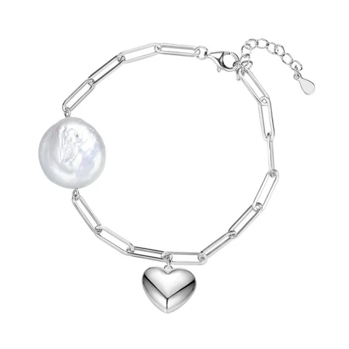 Браслет из серебра 925 пробы с жемчугом