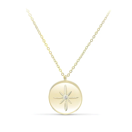 Колье из серебра 925 пробы с позолотой, с цирконами