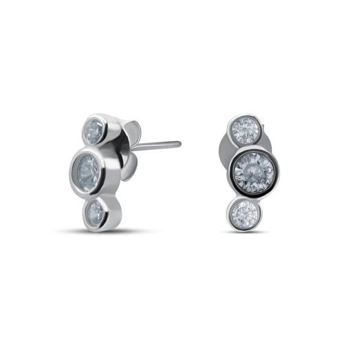 Серьги пусеты из серебра 925 пробы с цирконами