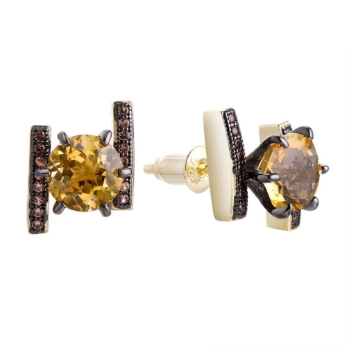 Пусеты (925 п) цитрин, кристалл