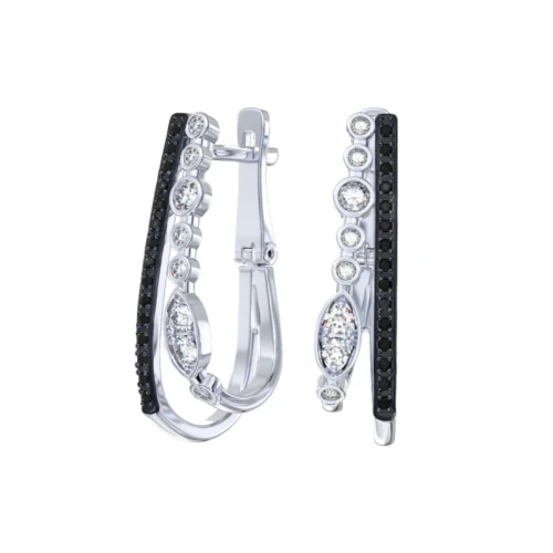 Серьги из серебра 925 пробы с цветными фианитами