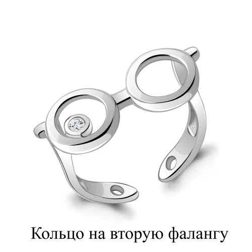 Кольцо фаланговое из серебра 925 пробы с фианитами