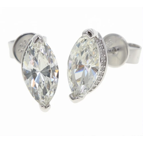 Серьги пусеты из серебра 925 пробы с цирконами