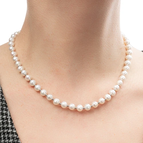 Колье из серебра 925 пробы с жемчугом