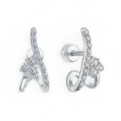 Серьги пусеты из серебра 925 пробы с фианитами