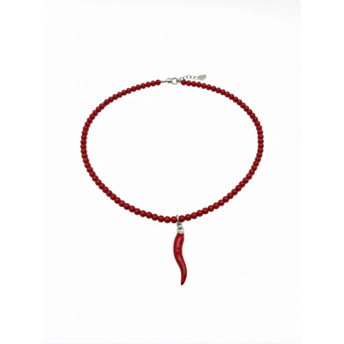 Колье коралл, керамика перец