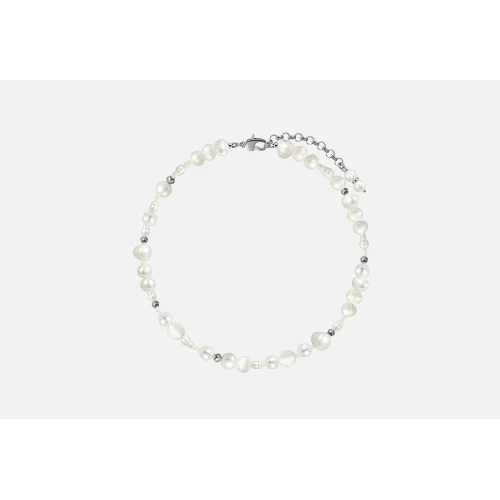 Колье жемчуг, гематит silver