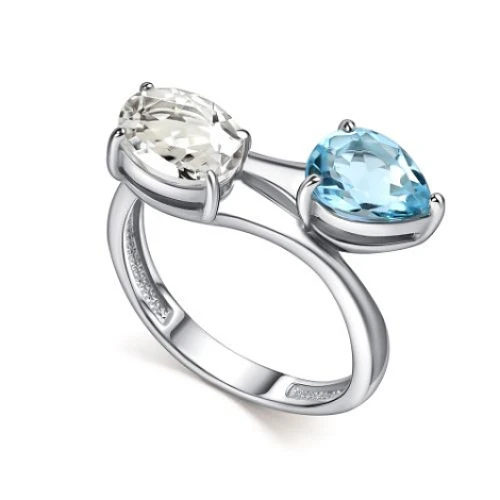 Кольцо (925) топаз, горный хрусталь