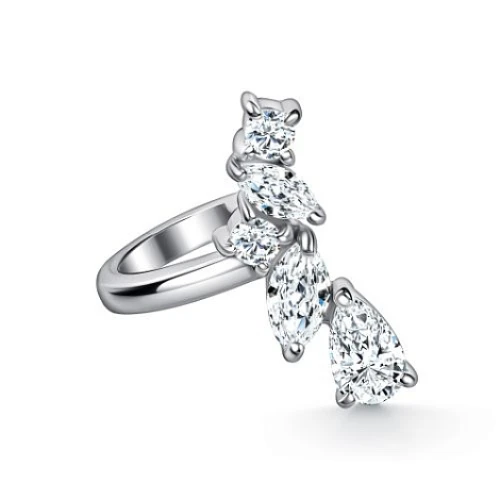 Моносерьга кафф из серебра 925 пробы с фианитом