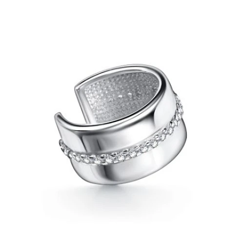 Моносерьга кафф из серебра 925 пробы с фианитом