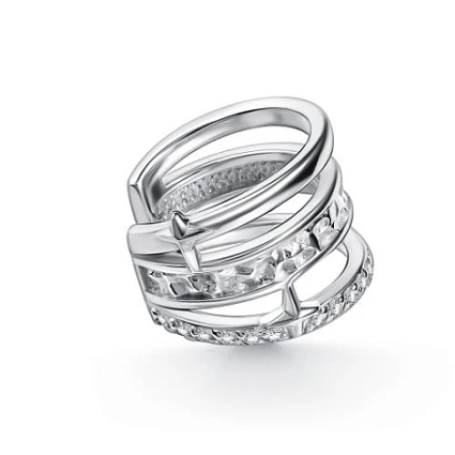 Моносерьга кафф из серебра 925 пробы с фианитом