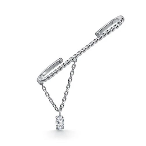 Моносерьга кафф из серебра 925 пробы с фианитом