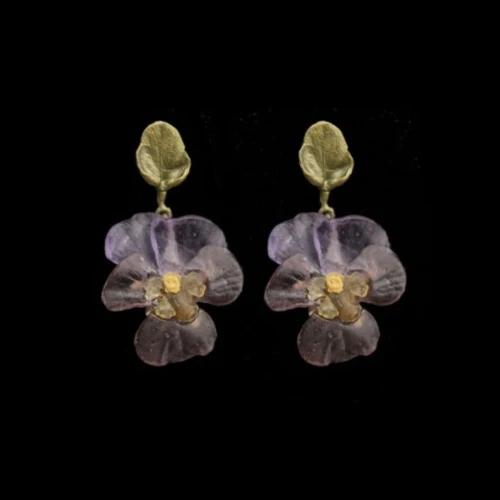 Пусеты стекло анютины глазки