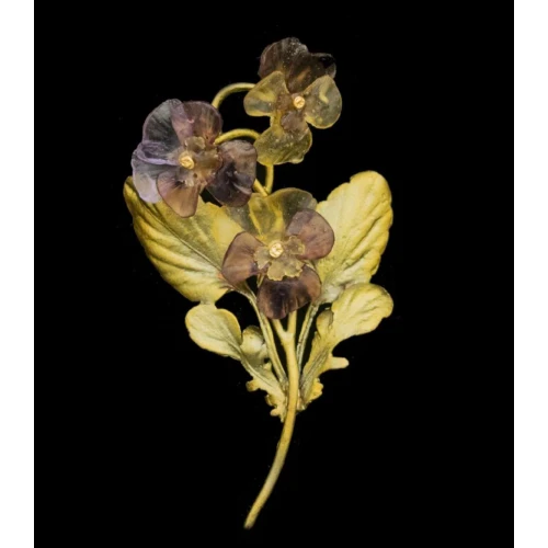 Брошь стекло анютины глазки